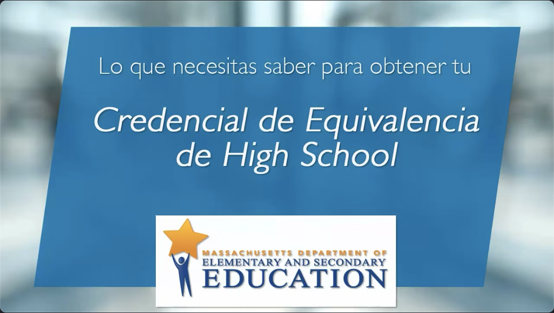 image of title slide: Lo que necesitas saber para obtener tu credencial de equivalencia de high school