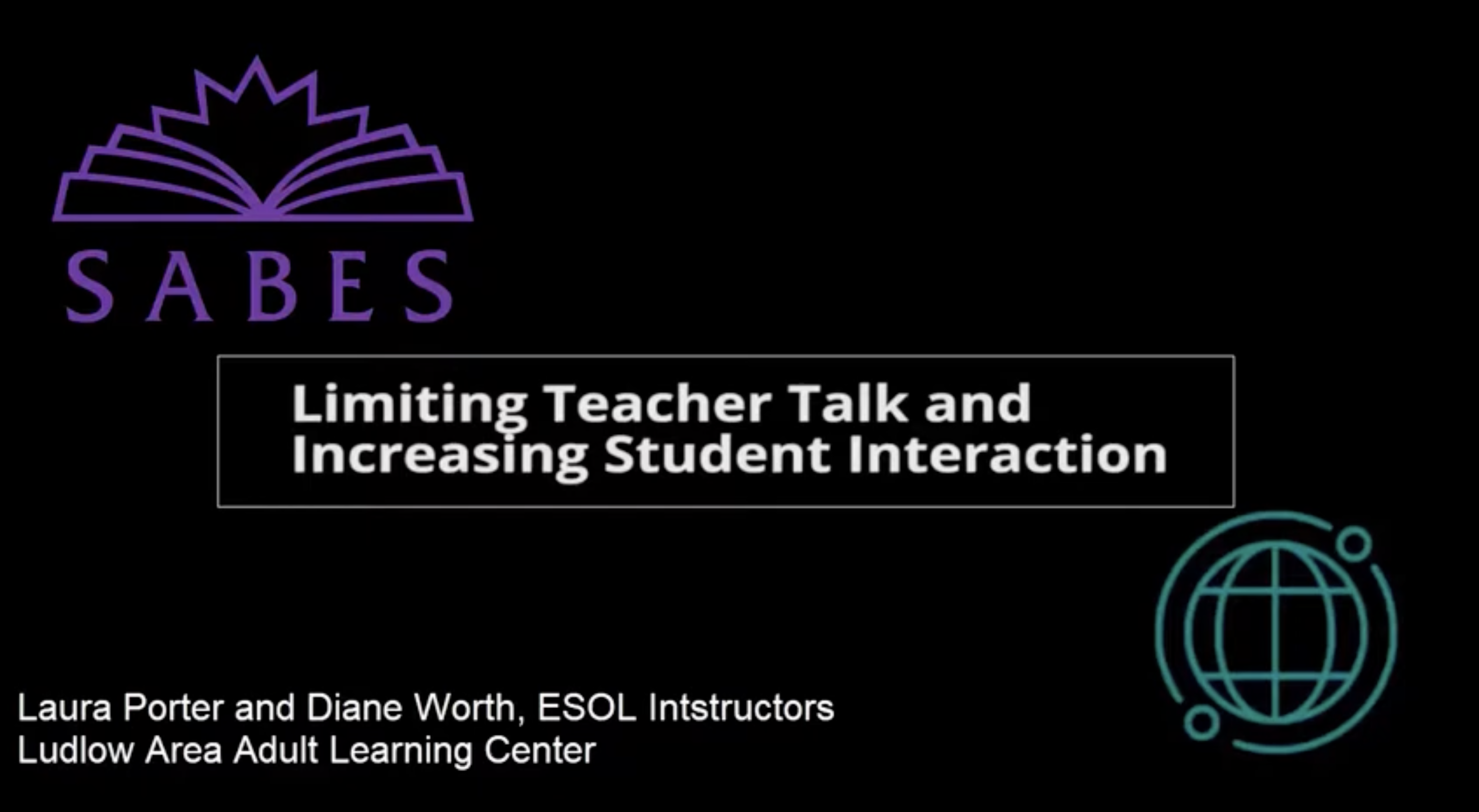 image of title slide: Limiting Teacher Talk and Increasing Student Engagement