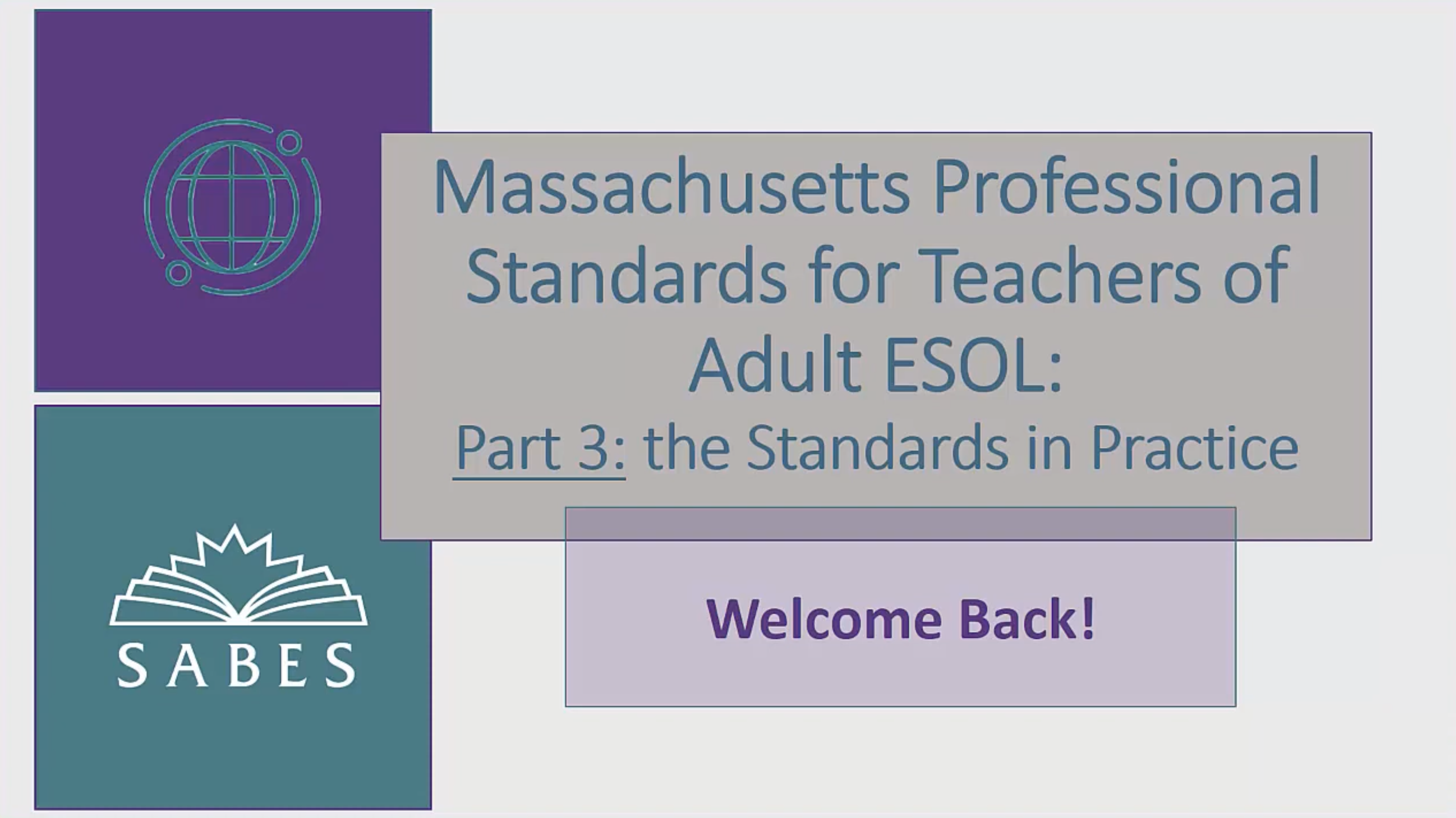 image of title slide: Intro to the MA ESOL Professional Standards: Part 3