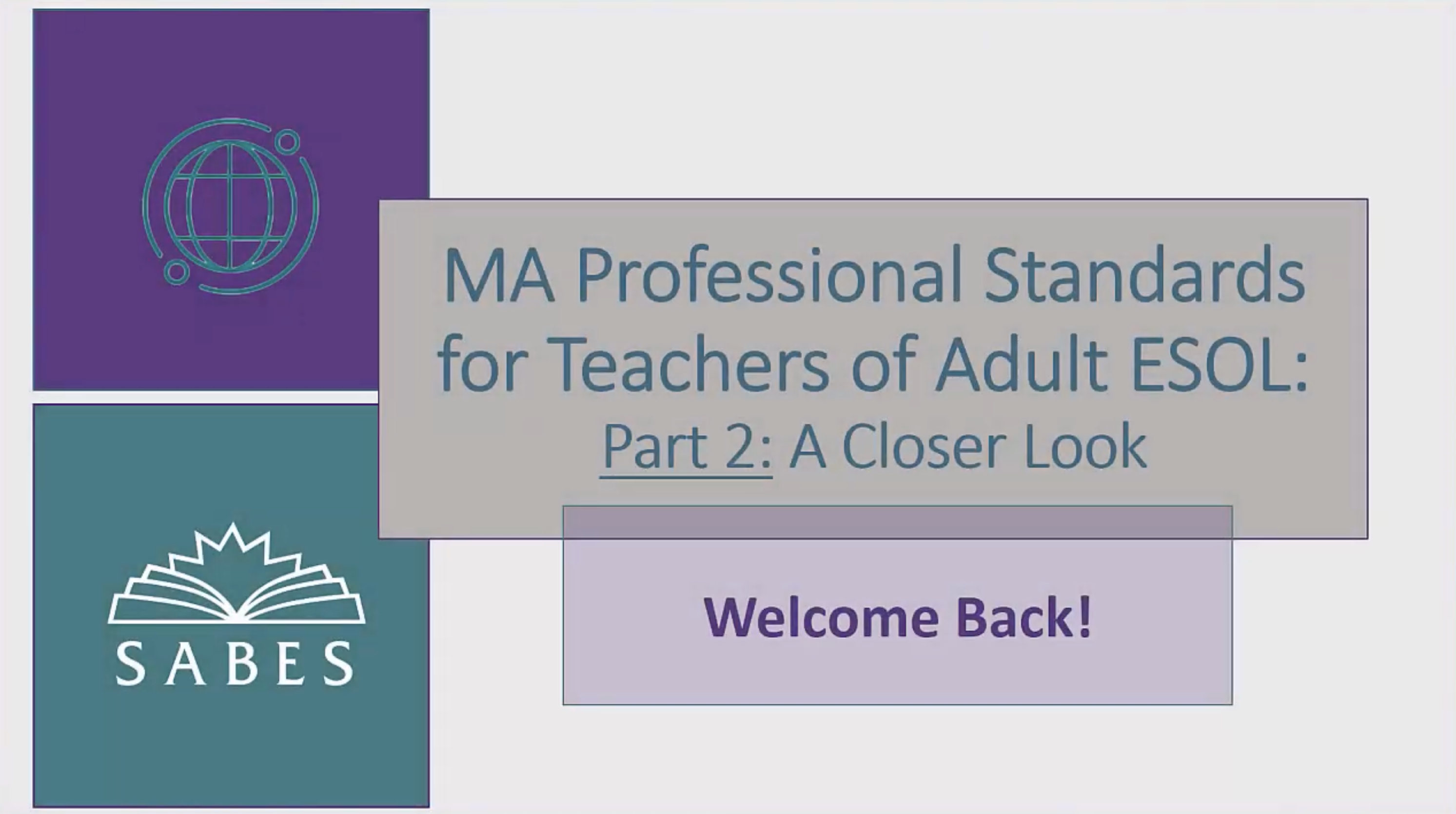 image of title slide: Intro to the MA ESOL Professional Standards: Part 2