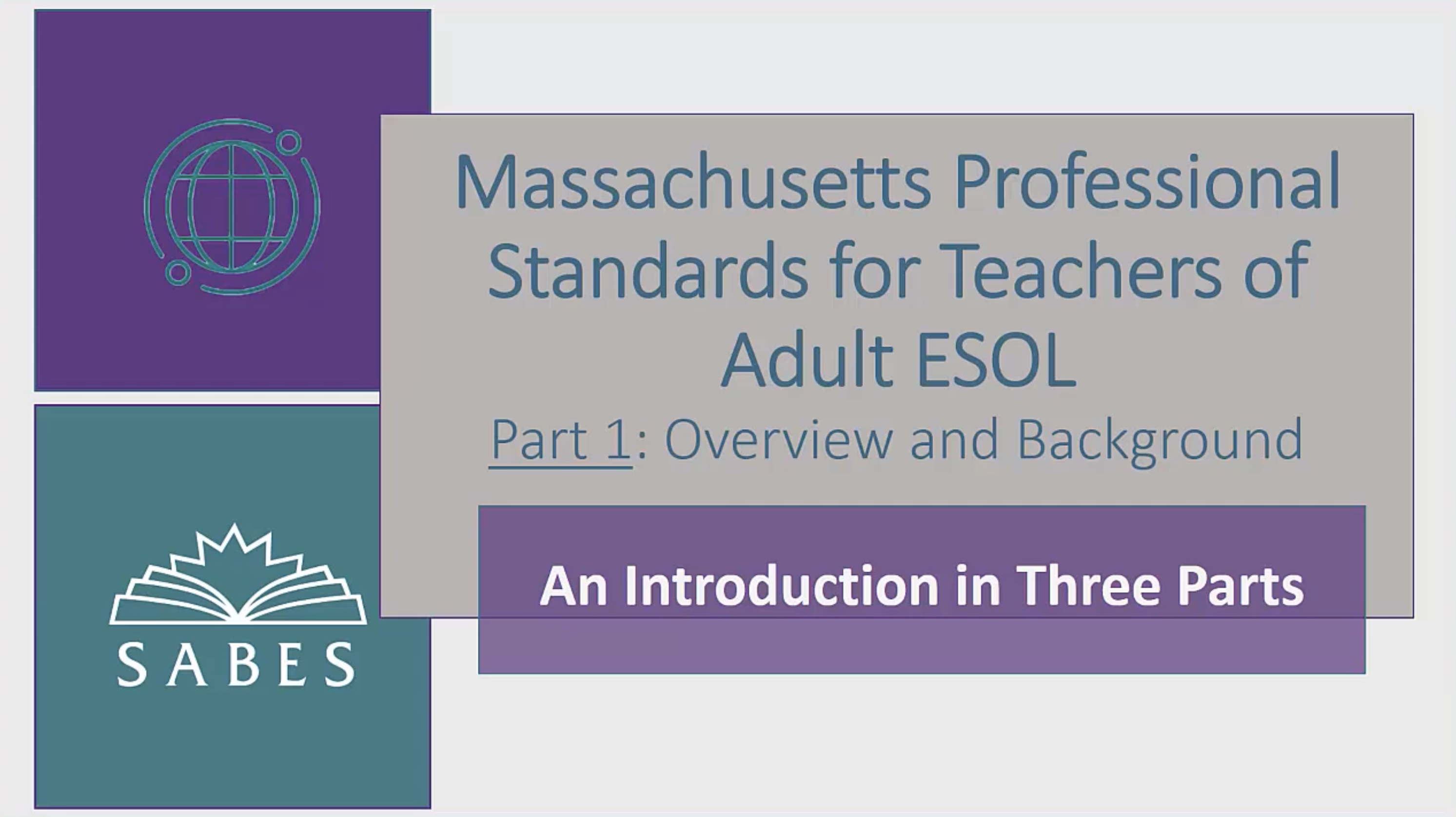 image of title slide: Intro to MA ESOL Professional Standards: Part 1