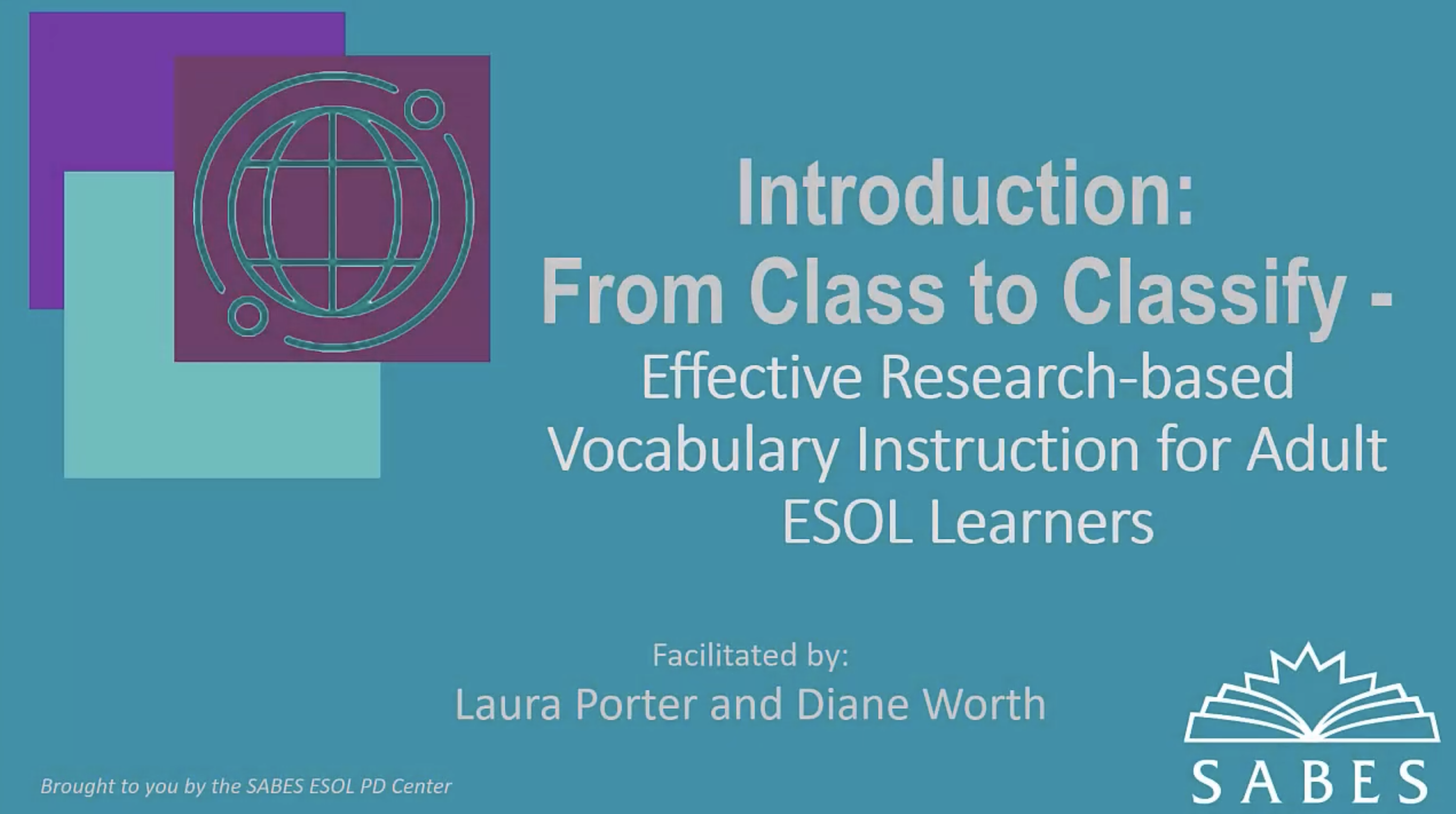 image of title slide: From Class to Classify: Elements of Effective Vocabulary Instruction Part 1