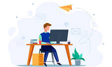 Student on computer