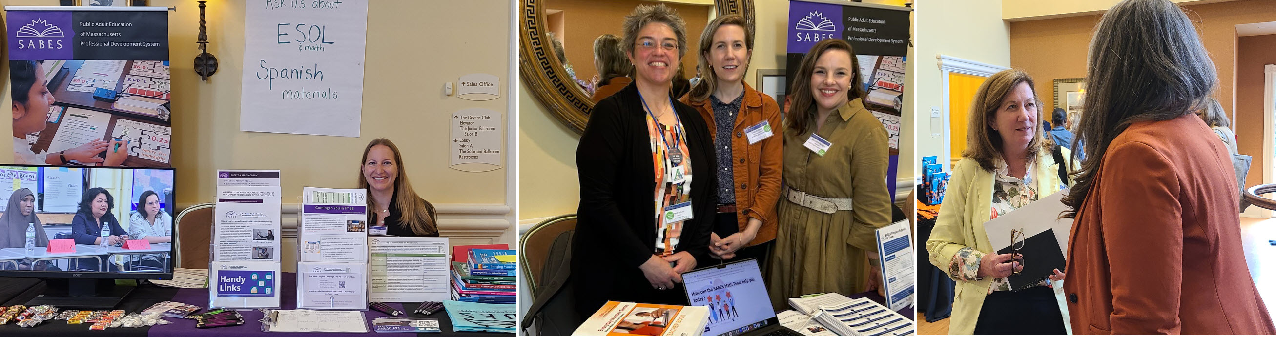 SABES Communications, Math and Numeracy, Program Support Staff, ELA staff at SABES tables