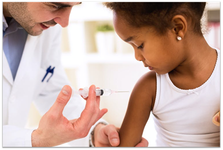 child getting vaccine