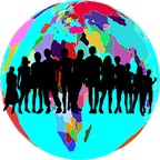 Globe with silhouettes of people