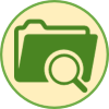 Icon of file folder with magnifying glass