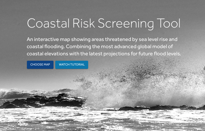 screenshot of Coastal Risk Tool homepage