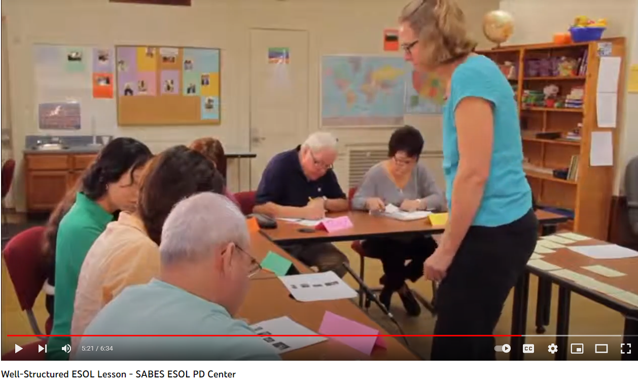 Screenshot from an ESOL teaching video