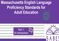 image of title slide: Overview: Massachusetts English Language Proficiency Standards for Adult Education - Part 1