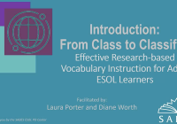 image of title slide: From Class to Classify: Elements of Effective Vocabulary Instruction Part 1